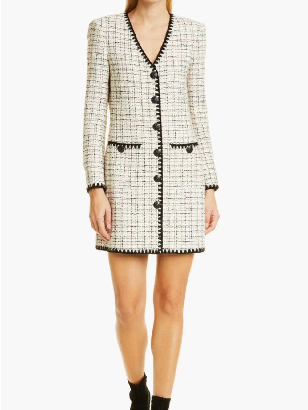 Veronica Beard White and Black Tweed Mini Dress